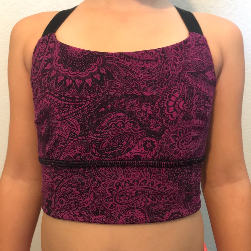 Lululemon black and maroon sports bra